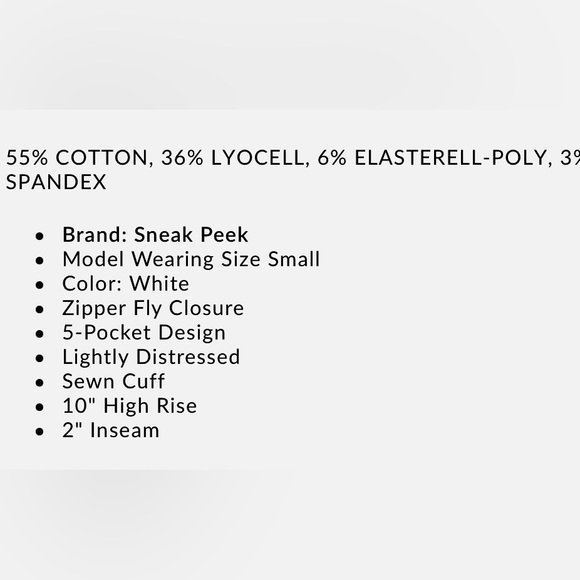 id:23 NWOT cuffed white shorts button and zip closure from stitch fix size 25 - Picture 10 of 10